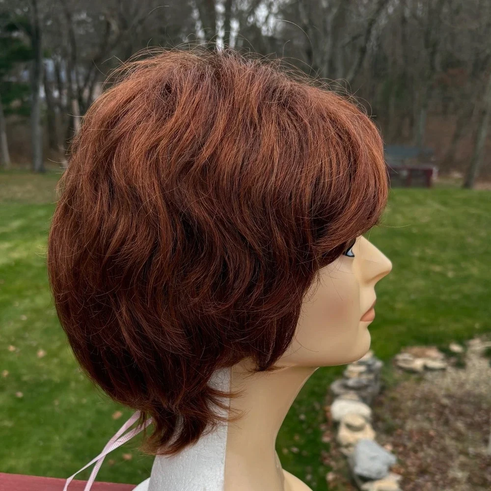 Estetica‎ Amber Feather Cut Short Synthetic Hair Wig Dark Auburn Red RH311